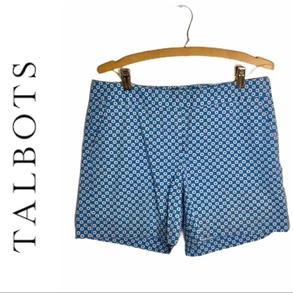 Talbots Blue Chain Print Shorts Sz 10 Women’s
